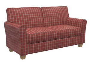 Essentials Red Maroon Beige Checkered Plaid Upholstery Drapery Fabric / Brick Windowpane