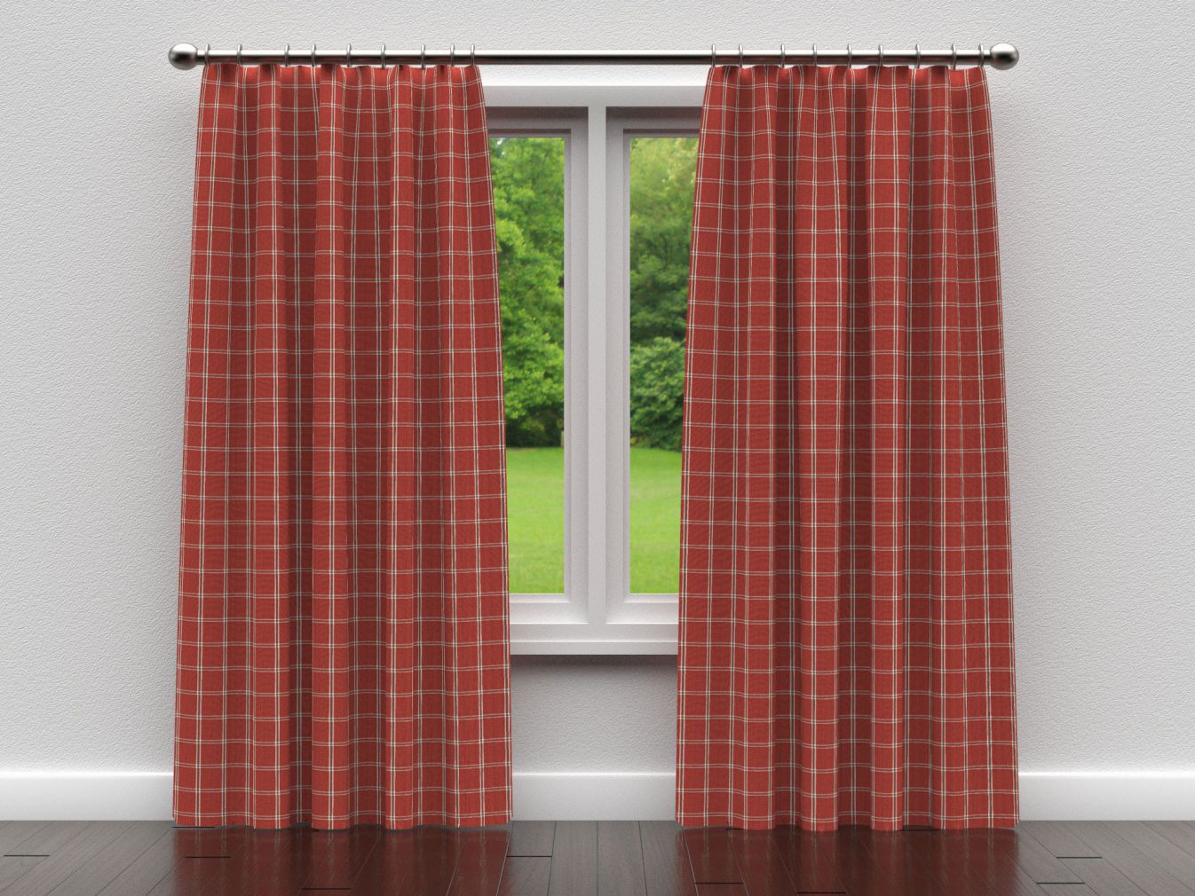 Windowpane Red Plaid Checkered Upholstery Drapery Fabric Brick Windowpane | Fabric Bistro ...