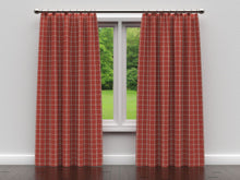Load image into Gallery viewer, Essentials Red Maroon Beige Checkered Plaid Upholstery Drapery Fabric / Brick Windowpane
