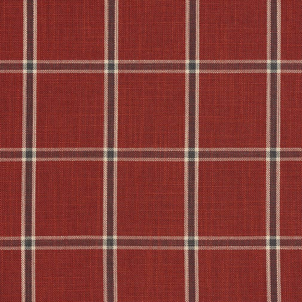 Essentials Red Maroon Beige Checkered Plaid Upholstery Drapery Fabric / Brick Windowpane