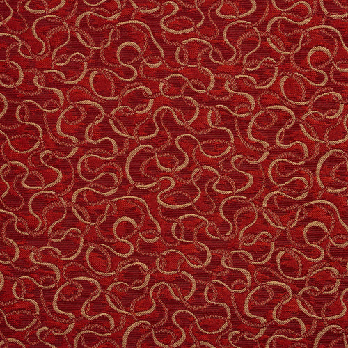 Essentials Heavy Duty Red Maroon Beige Squiggly Upholstery Fabric / Flame