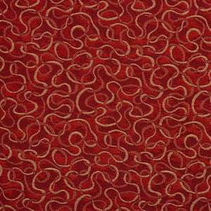 Essentials Heavy Duty Red Maroon Beige Squiggly Upholstery Fabric / Flame