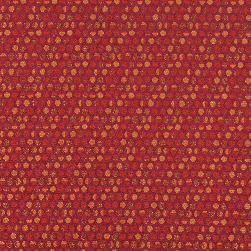 Essentials Mid Century Modern Geometric Red Orange Polka Dot Upholstery Fabric / Grenadine