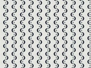 Off White Indigo Blue Seafoam Geometric Embroidered Drapery Fabric