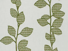 Load image into Gallery viewer, Off White Embroidered Botanical Green Drapery Fabric