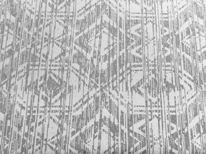 Silver Off White Geometric Abstract Southwestern Aztec Chenille Water Resistant Upholstery Drapery Fabric