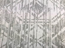 Load image into Gallery viewer, Silver Off White Geometric Abstract Southwestern Aztec Chenille Water Resistant Upholstery Drapery Fabric