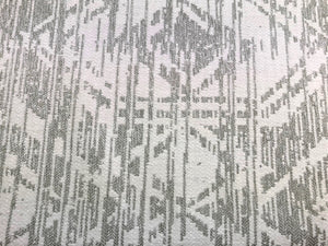 Silver Off White Geometric Abstract Southwestern Aztec Chenille Water Resistant Upholstery Drapery Fabric
