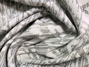 Silver Off White Geometric Abstract Southwestern Aztec Chenille Water Resistant Upholstery Drapery Fabric