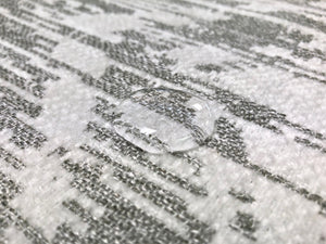 Silver Off White Geometric Abstract Southwestern Aztec Chenille Water Resistant Upholstery Drapery Fabric