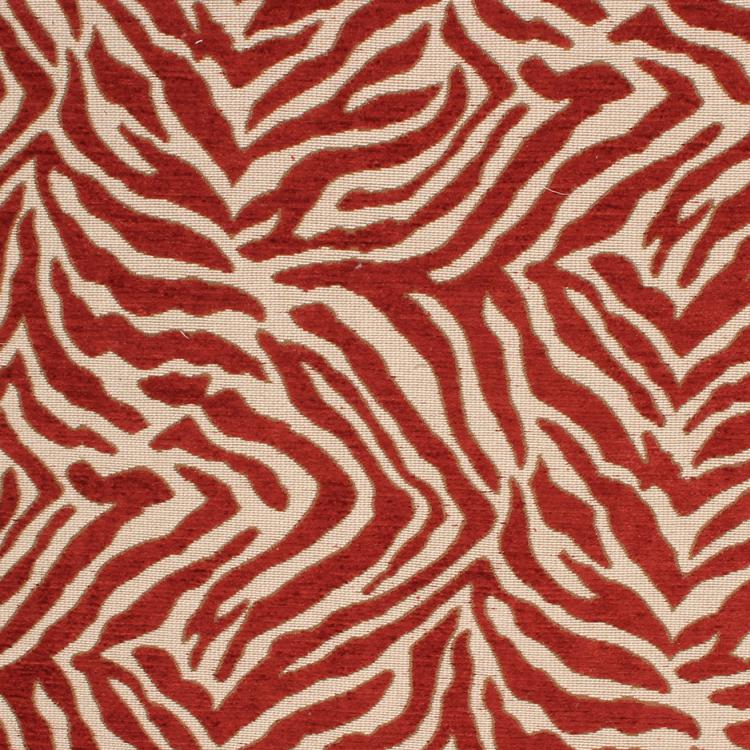 Tiger Zebra Animal Pattern Upholstery Fabric Red / Scarlet PRV2