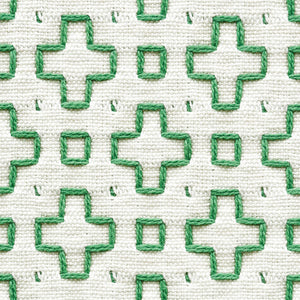 SCHUMACHER SCOUT EMBROIDERY FABRIC / GREEN