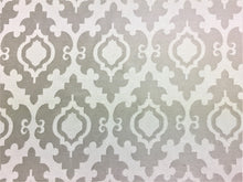 Load image into Gallery viewer, Silver Gray Greige Off White Trellis Geometric Medallion Herringbone Drapery Fabric