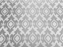 Load image into Gallery viewer, Silver Gray Greige Off White Trellis Geometric Medallion Herringbone Drapery Fabric