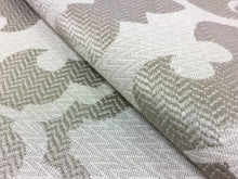 Load image into Gallery viewer, Silver Gray Greige Off White Trellis Geometric Medallion Herringbone Drapery Fabric
