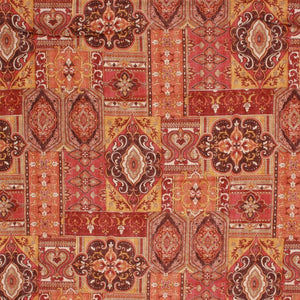 Cotton Drapery Fabric Ethnic Ikat Indian Brown Orange Mustard Red / Sinset