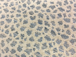 Blue Grey Off White Cheetah Animal Print Upholstery Fabric