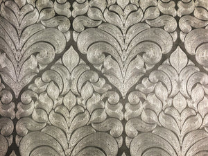 Gray Taupe Cream Geometric Medallion Upholstery Drapery Fabric
