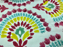 Load image into Gallery viewer, Embroidered Floral Velvet Drapery Fabric Ivory Aqua Green Pink / Sorbet RMBLV