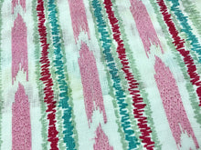 Load image into Gallery viewer, Embroidered Drapery Stripe Fabric Ivory Aqua Green Pink / Sorbet RMBLV