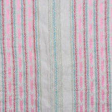 Load image into Gallery viewer, Embroidered Drapery Stripe Fabric Ivory Aqua Green Pink / Sorbet RMBLV