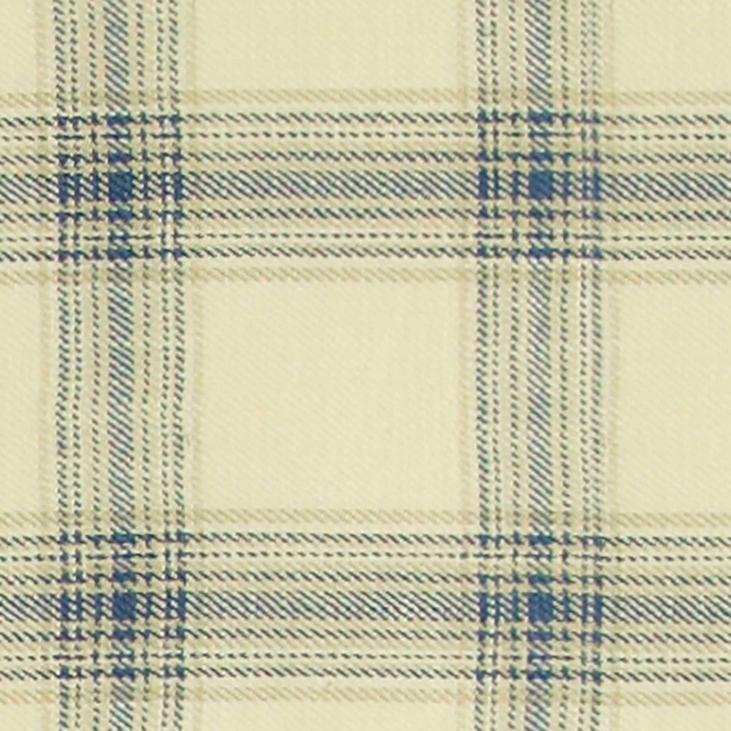 Linen Viscose Cream Beige Taupe Nautical Navy Blue Plaid Light Upholstery Drapery Fabric
