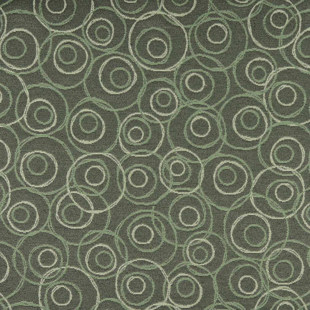 Essentials Mid Century Modern Geometric Sage Green Circles Upholstery Fabric / Cypress