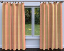 Load image into Gallery viewer, Essentials Salmon Crimson Olive Mustard Stripe Upholstery Drapery Fabric