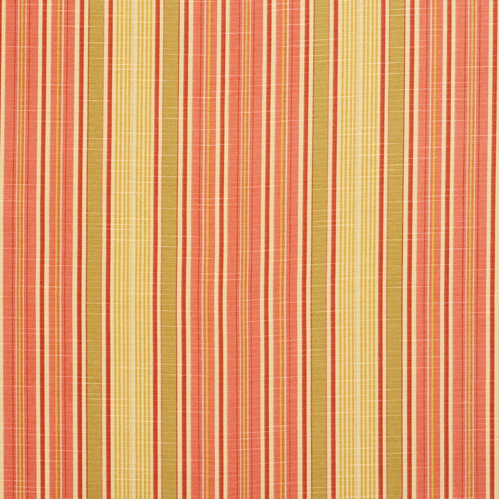 Essentials Salmon Crimson Olive Mustard Stripe Upholstery Drapery Fabric