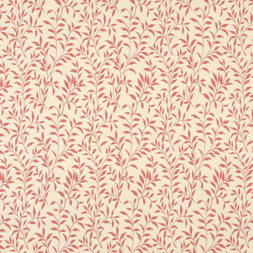 Essentials Floral Drapery Upholstery Fabric Salmon Ivory / Coral Leaf