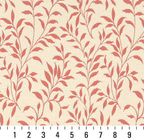 Essentials Floral Drapery Upholstery Fabric Salmon Ivory / Coral Leaf