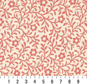 Essentials Floral Drapery Upholstery Fabric Salmon Ivory / Coral Trellis