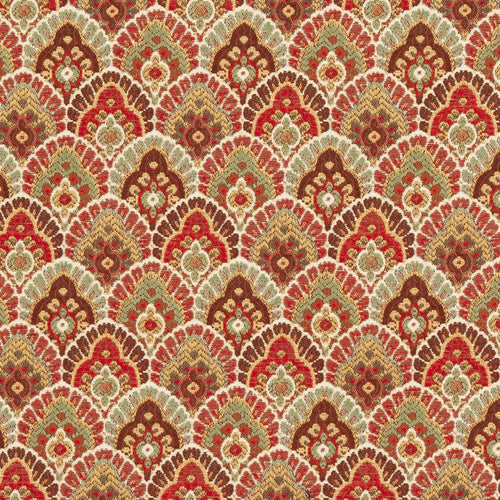 Essentials Upholstery Drapery Tapestry Fabric / Coral Red Green White