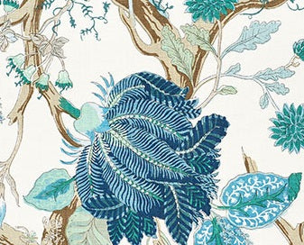 Schumacher Indian Arbre fabric / Peacock & Emerald