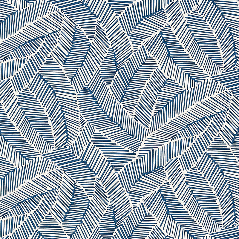 Schumacher Abstract Leaf Wallpaper / Navy