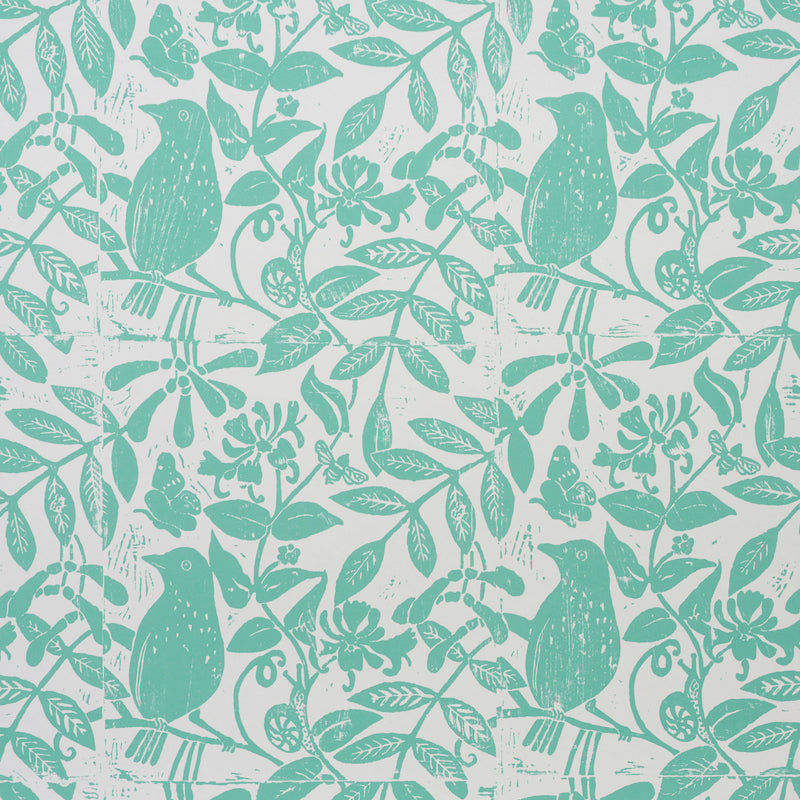 Schumacher Bird & Bee Wallpaper / Seaglass