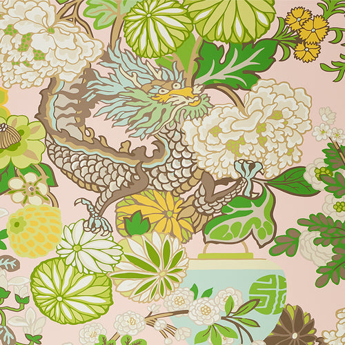 Schumacher Chiang Mai Dragon Wallpaper / Blush