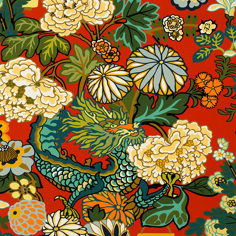 Schumacher Chiang Mai Dragon Wallpaper / Lacquer