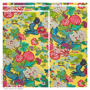 Schumacher Chiang Mai Dragon Wallpaper / Yellow