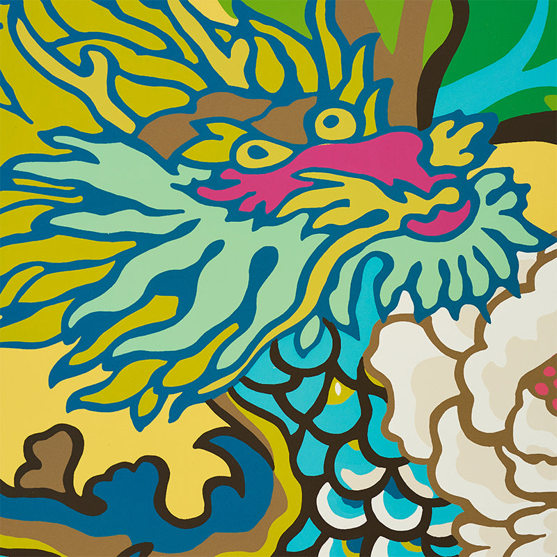 Schumacher Chiang Mai Dragon Wallpaper / Yellow