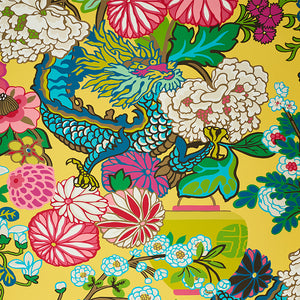 Schumacher Chiang Mai Dragon Wallpaper / Yellow