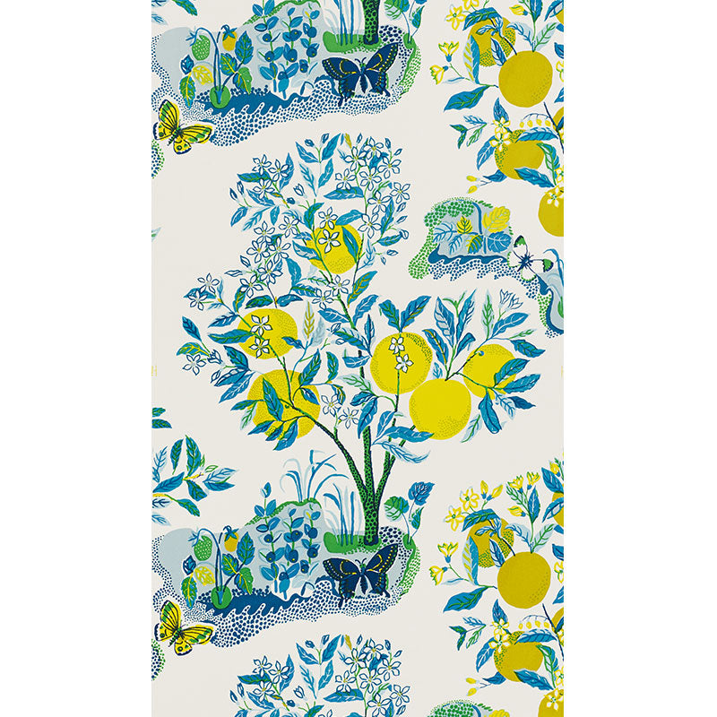 Schumacher Citrus Garden Wallpaper / Pool
