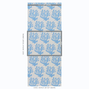 Schumacher Coral Wallpaper / Blue