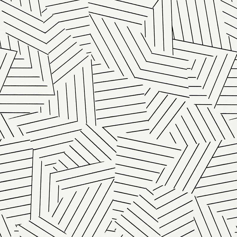 Schumacher Deconstructed Stripe Wallpaper / Black