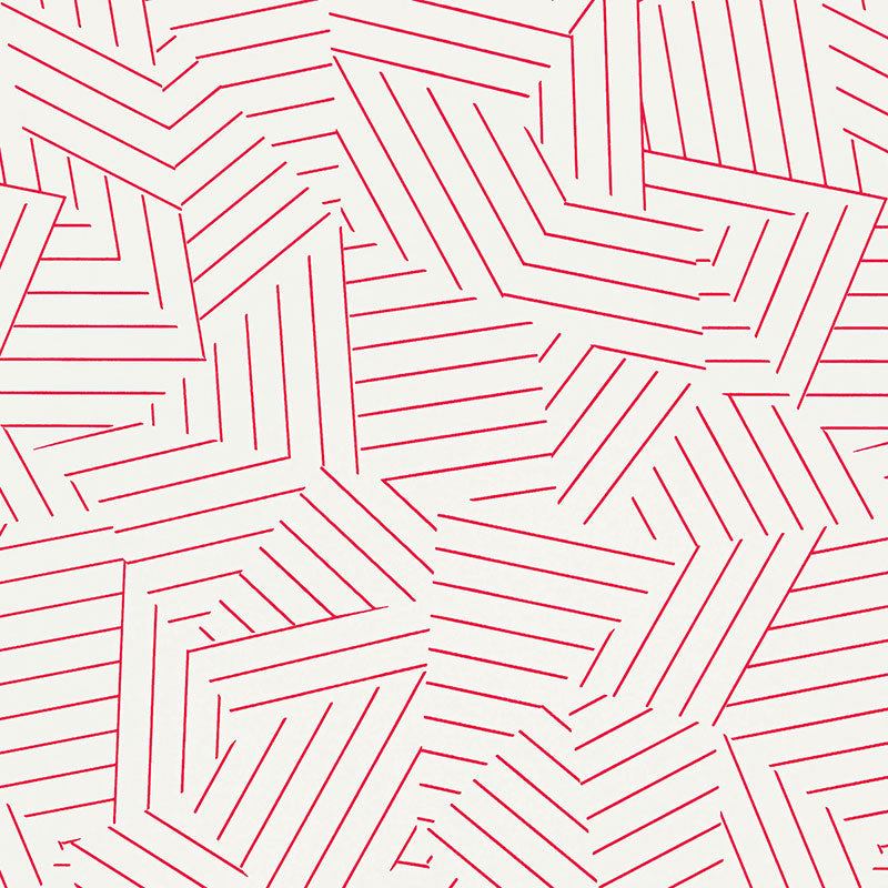 Schumacher Deconstructed Stripe Wallpaper / Red