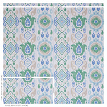 Load image into Gallery viewer, Schumacher Elizia Ikat Wallpaper / Green &amp; Blue