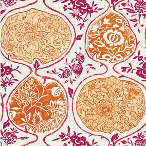 Schumacher Katsugi Wallpaper / Tangerine & Berry