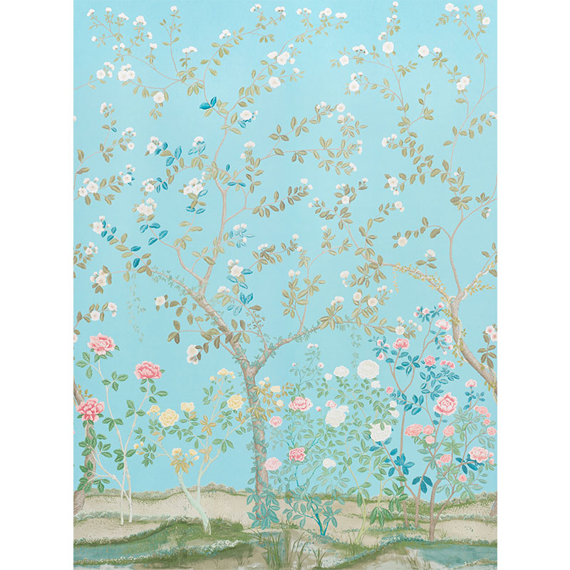 Schumacher Madame De Pompadour Wallpaper / Aqua