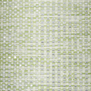 Schumacher Metal Paperweave Wallpaper / Green