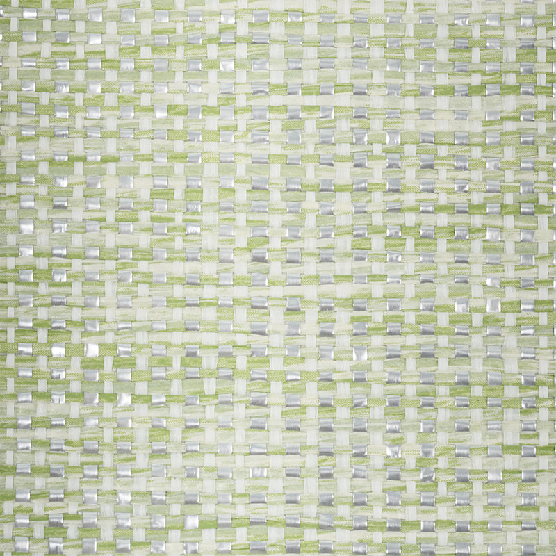 Schumacher Metal Paperweave Wallpaper / Green
